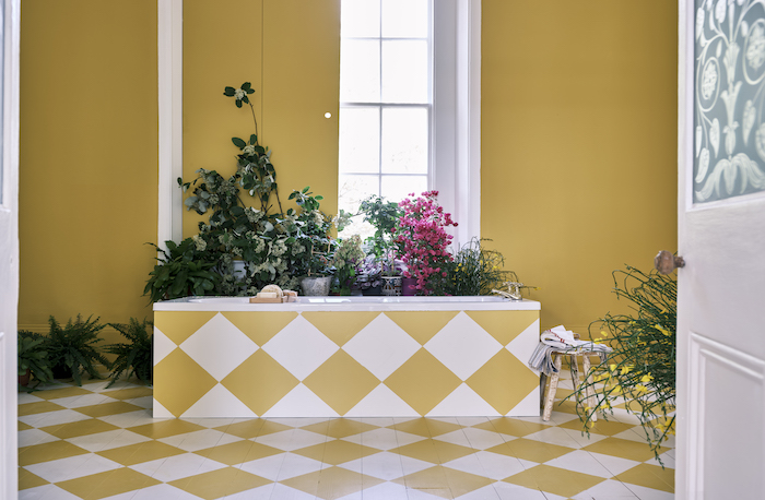 bathtub with flowers