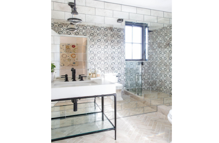 patterned tile bathroom