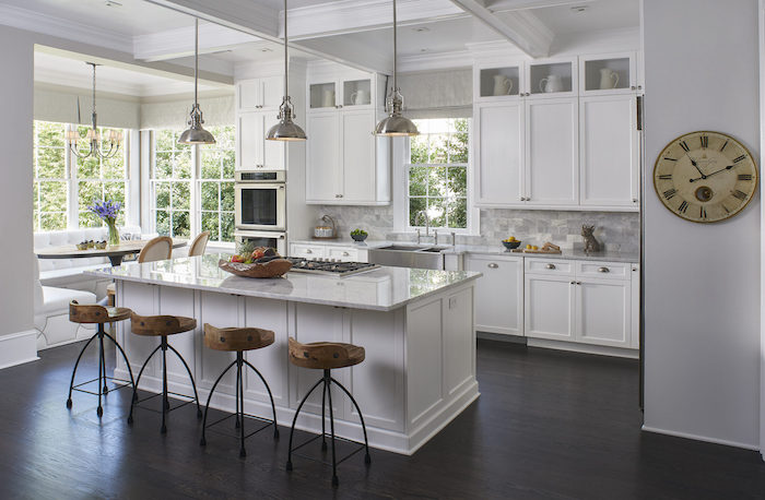 white kitchen with island