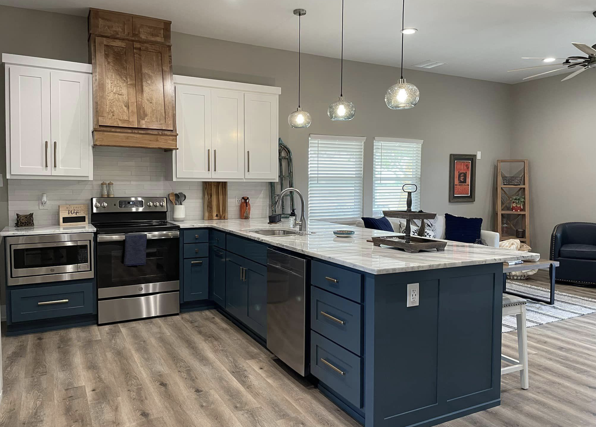 L shape kitchen barndominium